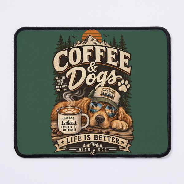 Item preview, Coffee and Dogs Vintage Retro Graphic T-Shirt | Dog Lover Coffee Lover Gift | Outdoor Adventure Apparel designed and sold by piketo.