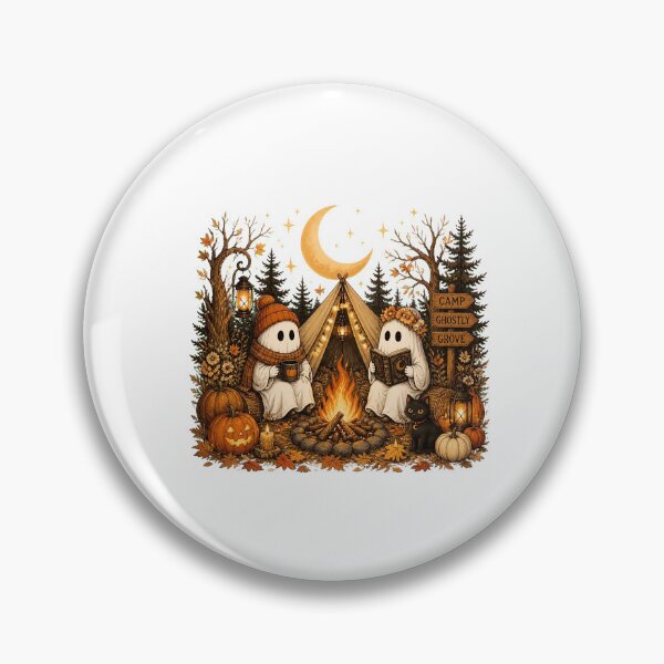 Item preview, Cute Halloween Ghost Camping Cozy Night Moon Campfire designed and sold by n-scott-shop.