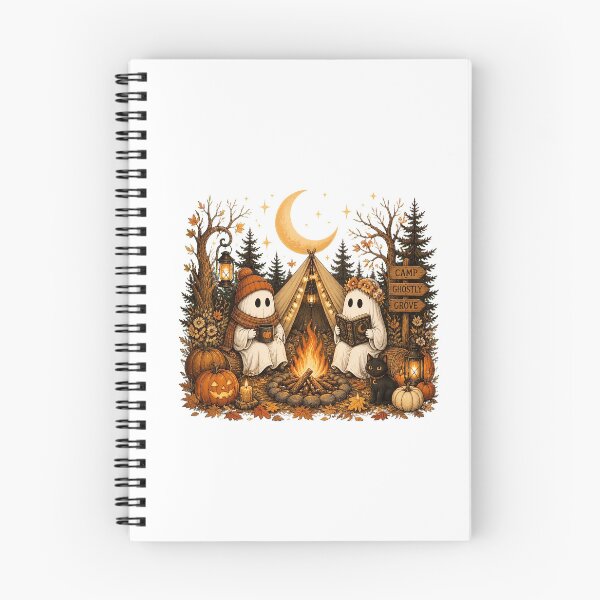 Item preview, Cute Halloween Ghost Camping Cozy Night Moon Campfire designed and sold by n-scott-shop.