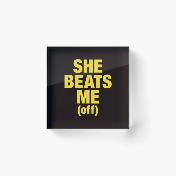 Item preview, She Beats Me Off Playful Couples Humor Graphic Tee designed and sold by ImeldaSparks.