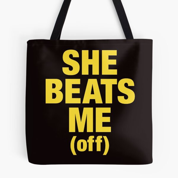Item preview, She Beats Me Off Playful Couples Humor Graphic Tee designed and sold by ImeldaSparks.