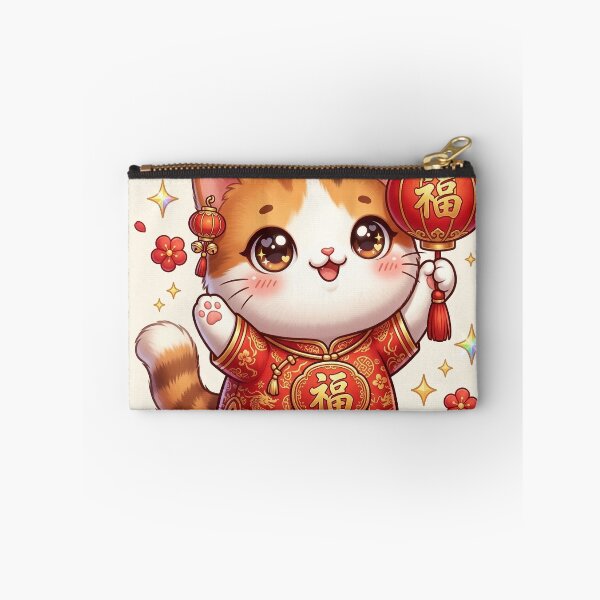 Item preview, Kawaii Cute Lucky Cat Chinese New Year – Fu Lantern Festival Lunar New Year, red yellow designed and sold by MoqunaDesign.