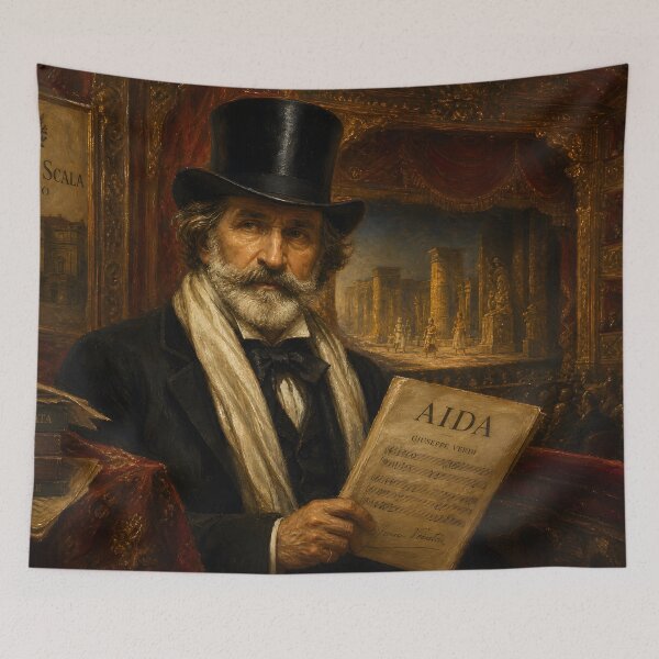 Item preview, Italian Opera Legend: Giuseppe Verdi Vintage Oil Painting - Dramatic Masterpieces designed and sold by DoReMiStudio.