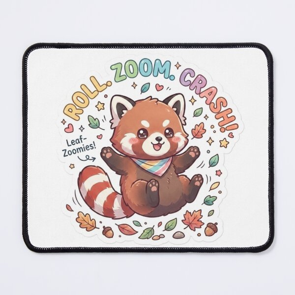 Item preview, Cute Kawaii Roll Zoom Crash Red Panda Sticker | Anime Style Leaf-Zoomies Chibi Art | Playful Autumn Sticker designed and sold by Chipkooo.