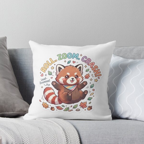Item preview, Cute Kawaii Roll Zoom Crash Red Panda Sticker | Anime Style Leaf-Zoomies Chibi Art | Playful Autumn Sticker designed and sold by Chipkooo.