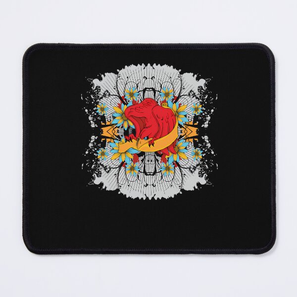 Item preview, Red Bird Perched Among Blue And Yellow Flowers designed and sold by Adquid.