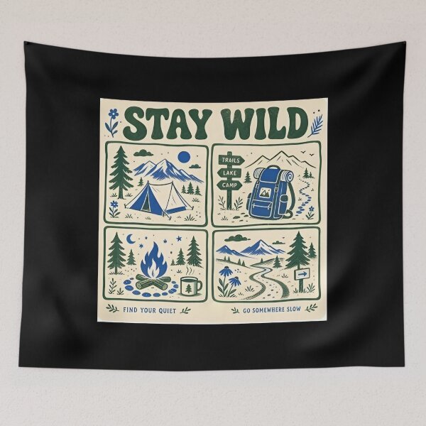 Item preview, Stay Wild Camping Club Vintage Mountain Hiking T-Shirt designed and sold by FestivityFinds.