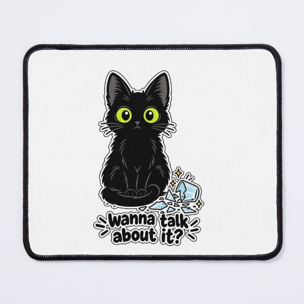 Item preview, Wanna Talk About It? Funny Black Cat Sticker Design designed and sold by cozydrops.