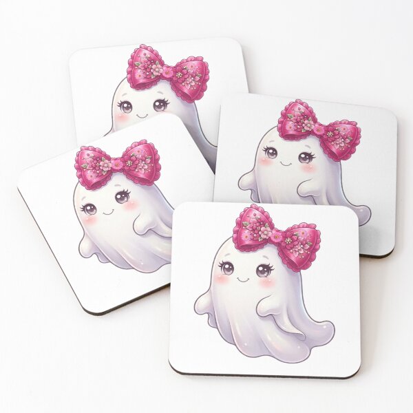 Item preview, Cute Spooky Ghost with Big Pink Floral Bow Kawaii Halloween  designed and sold by VibranPalette.