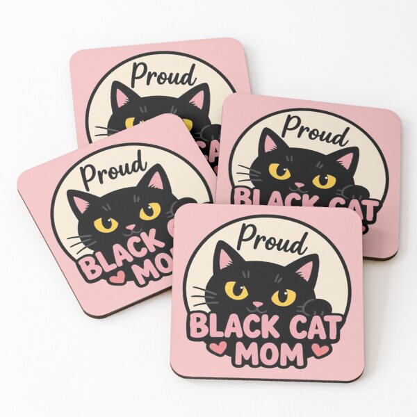 Item preview, Proud Black Cat Mom – Black Cat Lover with Pink Hearts designed and sold by LuloCreative.