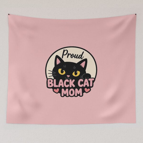 Item preview, Proud Black Cat Mom – Black Cat Lover with Pink Hearts designed and sold by LuloCreative.