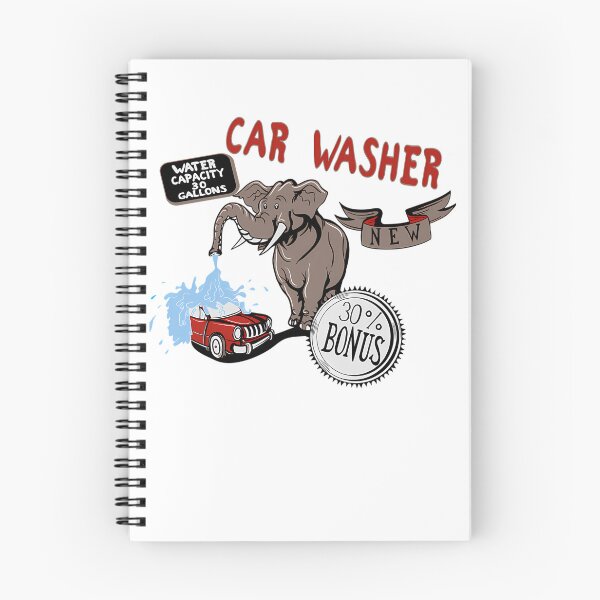 Item preview, Elephant Spraying Water From Trunk To Wash Red Vehicle designed and sold by Adquid.