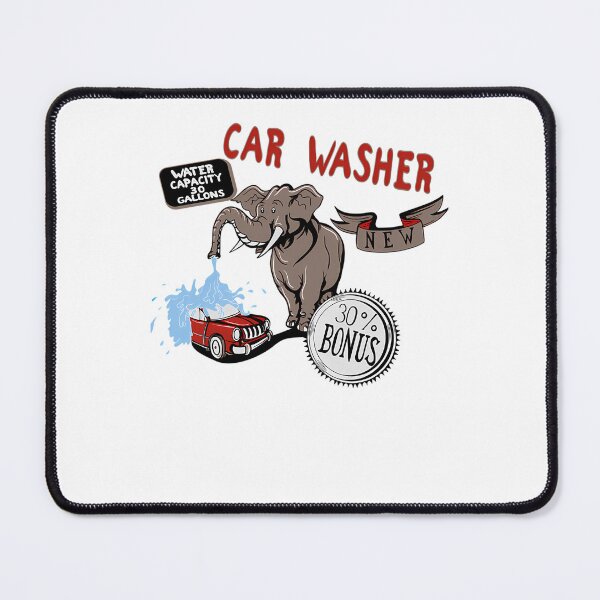 Item preview, Elephant Spraying Water From Trunk To Wash Red Vehicle designed and sold by Adquid.