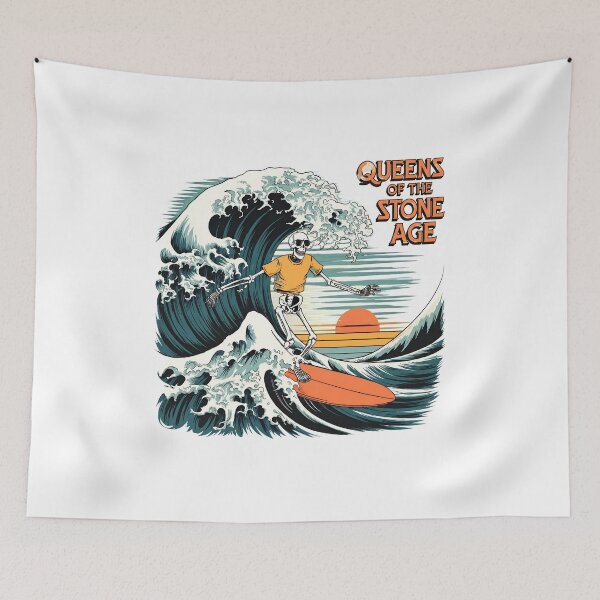 Item preview, Queens of the Stone Age Skeleton Surfing Wave designed and sold by KasikaStudioS.