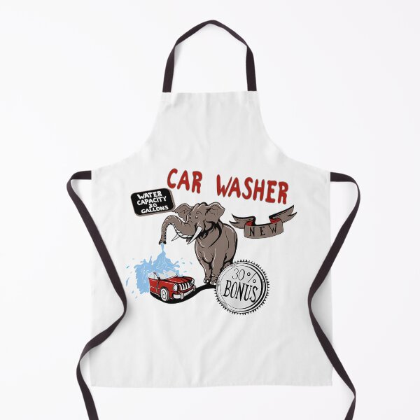 Item preview, Elephant Spraying Water From Trunk To Wash Red Vehicle designed and sold by Adquid.