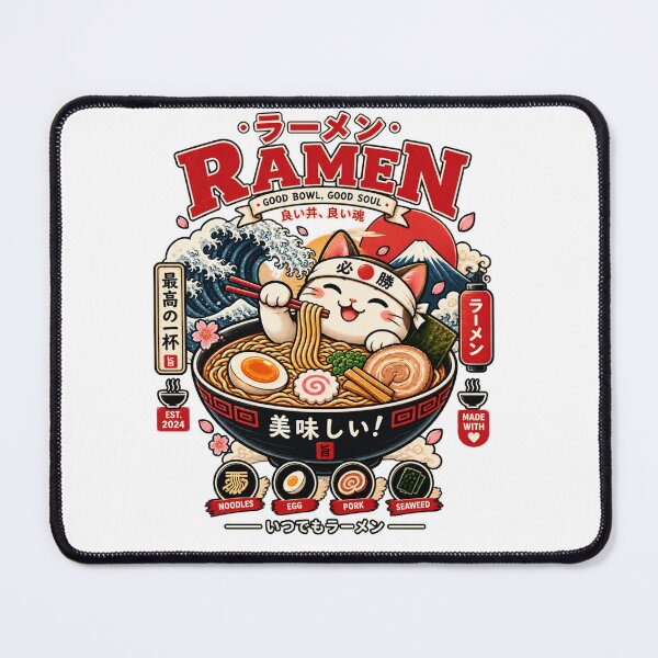 Item preview, Japanese Ramen Maneki Neko – Cute Retro Japan Noodle Bowl designed and sold by edikartt.
