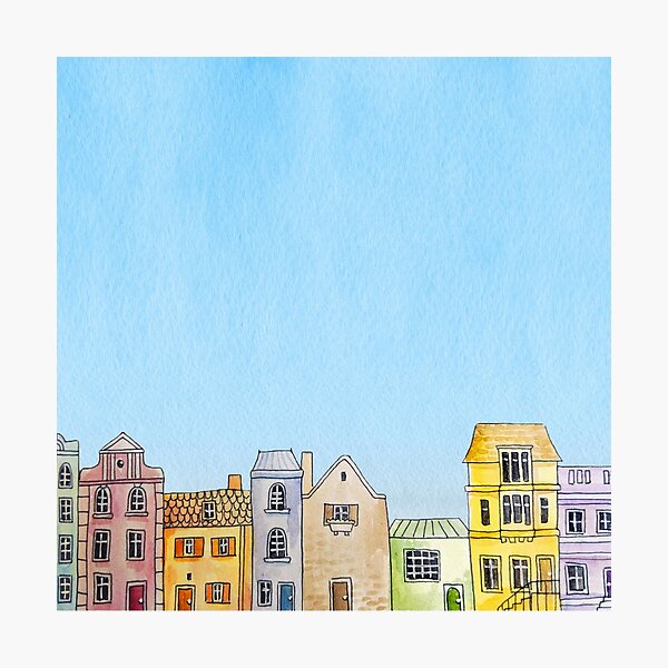 Watercolour Buildings Photographic Print