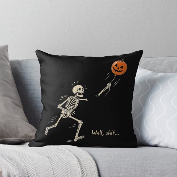 Item preview, Well Shit Funny Skeleton Chasing Pumpkin Balloon Halloween designed and sold by haitrieuic96.