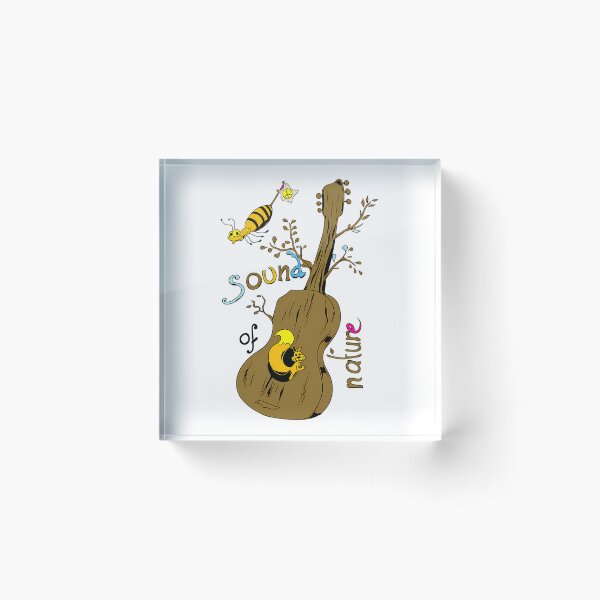 Item preview, Wooden Acoustic Guitar With Squirrel Inside Soundhole And Bee Flying designed and sold by TheMithangelo.