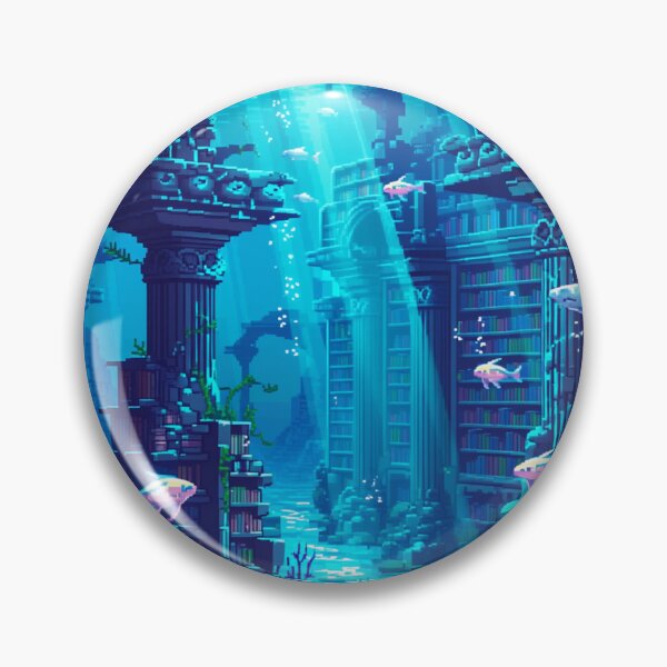 Item preview, Underwater Library Ruins Pixel Art designed and sold by NijiWorld.