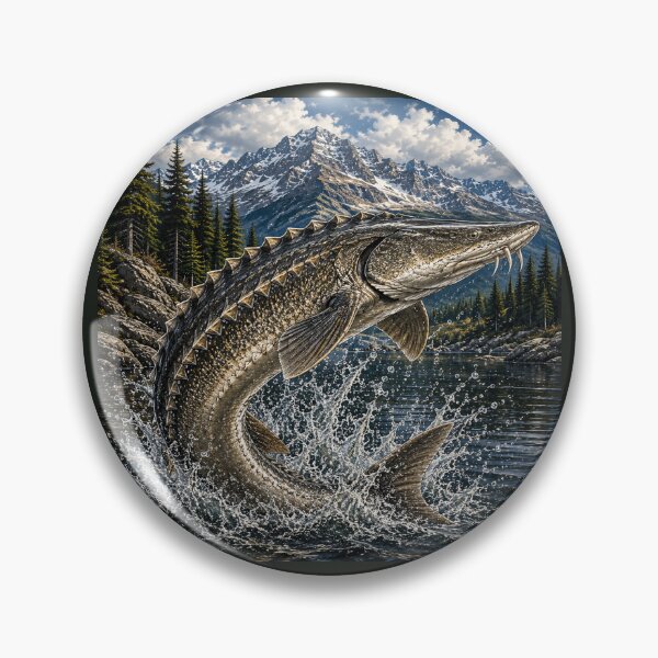 Item preview, Lake Sturgeon Fishing – Trophy Sturgeon Wilderness Illustration designed and sold by Northbound Trail.