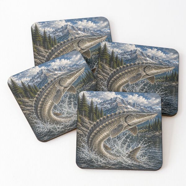 Item preview, Lake Sturgeon Fishing – Trophy Sturgeon Wilderness Illustration designed and sold by Northbound Trail.