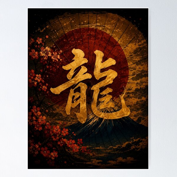 Item preview, Golden Dragon Kanji designed and sold by  Silent Japan Studio.
