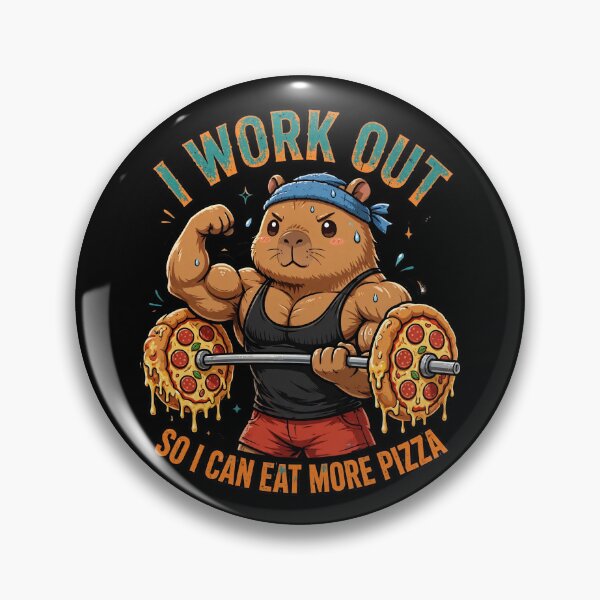 Item preview, I Work Out So I Can Eat More Pizza - Buff Capybara Lifting Pizza Barbell Gym designed and sold by TeeMint5.