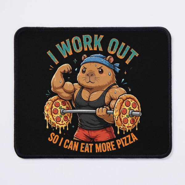 Item preview, I Work Out So I Can Eat More Pizza - Buff Capybara Lifting Pizza Barbell Gym designed and sold by TeeMint5.