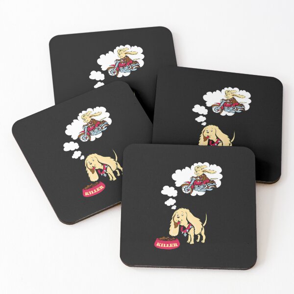 Item preview, Puppy Standing By Food Bowl Daydreaming Of Rabbit On Motorcycle designed and sold by MEMEOOF.