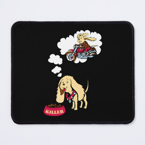 Item preview, Puppy Standing By Food Bowl Daydreaming Of Rabbit On Motorcycle designed and sold by MEMEOOF.
