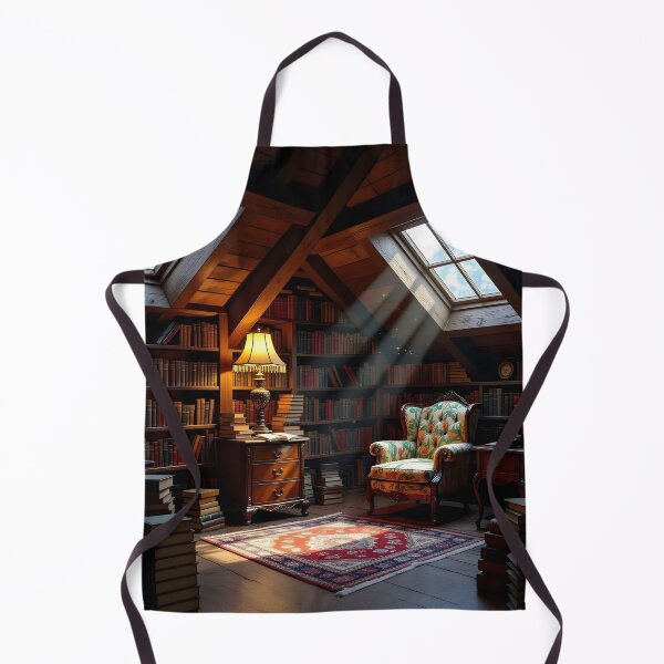 Item preview, A Cozy Book-filled Attic Room Bathed in The warm Glow designed and sold by Wiss2Arts.