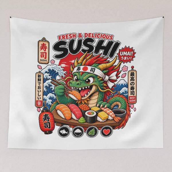 Item preview, Sushi Dragon Monster – Japanese Dragon Eating Sushi designed and sold by edikartt.