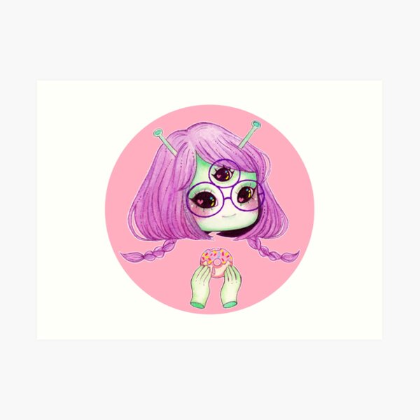 Foodie Alien Girl Art Print