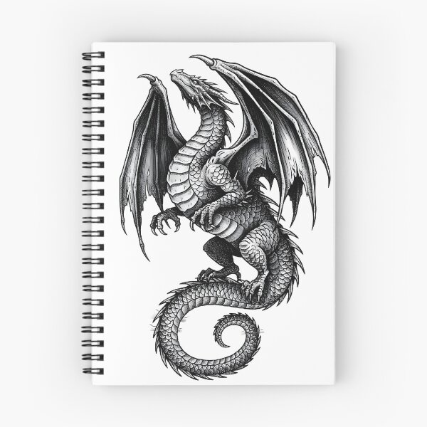 Item preview, Monochrome Dragon Fantasy Art | Black & White Mythical Dragon Illustration designed and sold by DragonSerpent Ink.