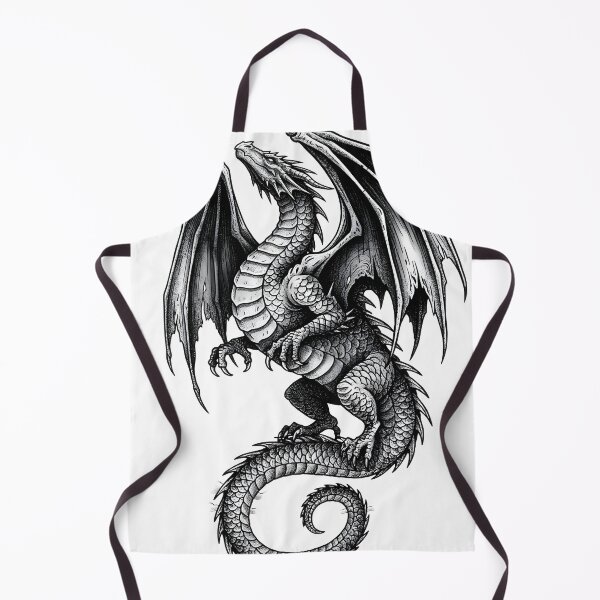 Item preview, Monochrome Dragon Fantasy Art | Black & White Mythical Dragon Illustration designed and sold by DragonSerpent Ink.