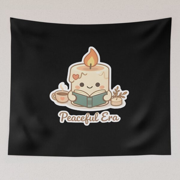 Item preview, Peaceful Era Cute Kawaii Candle Reading Book Cozy Sticker designed and sold by FestivityFinds.