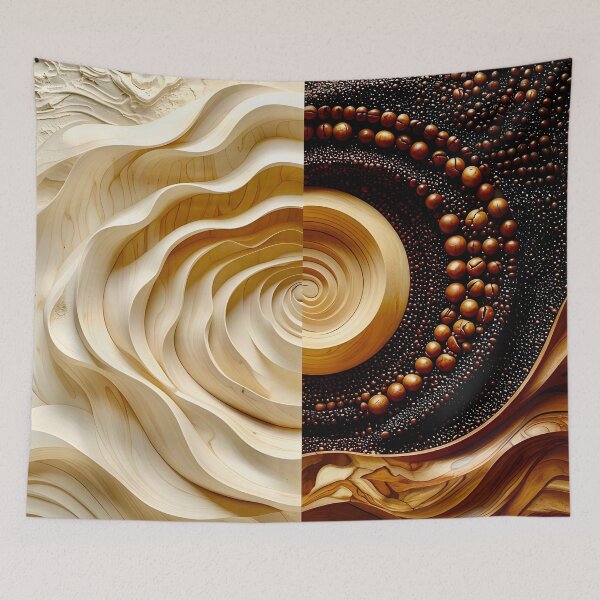 Item preview, Dual Spirals of Nature and Industry in Brown and Gold designed and sold by Vicky Brago-Mitchell®.
