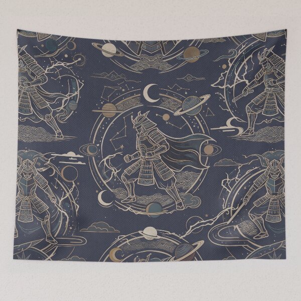 Item preview, Samurai Sacred Geometry Dark Celestial Astrology Pattern designed and sold by ART ATTACK ZONE.