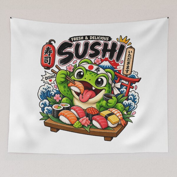 Item preview, Green Frog Sushi Monster – Cute Japanese Sushi Lover designed and sold by edikartt.