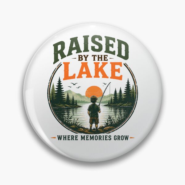 Item preview, Raised By The Lake Sunset Fishing Mountain View designed and sold by Colorful Designs.