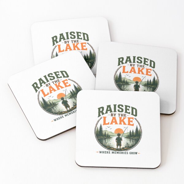Item preview, Raised By The Lake Sunset Fishing Mountain View designed and sold by Colorful Designs.