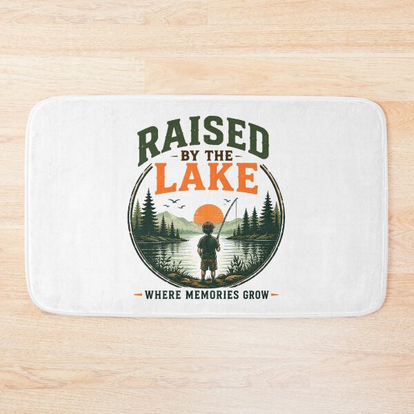 Item preview, Raised By The Lake Sunset Fishing Mountain View designed and sold by Colorful Designs.