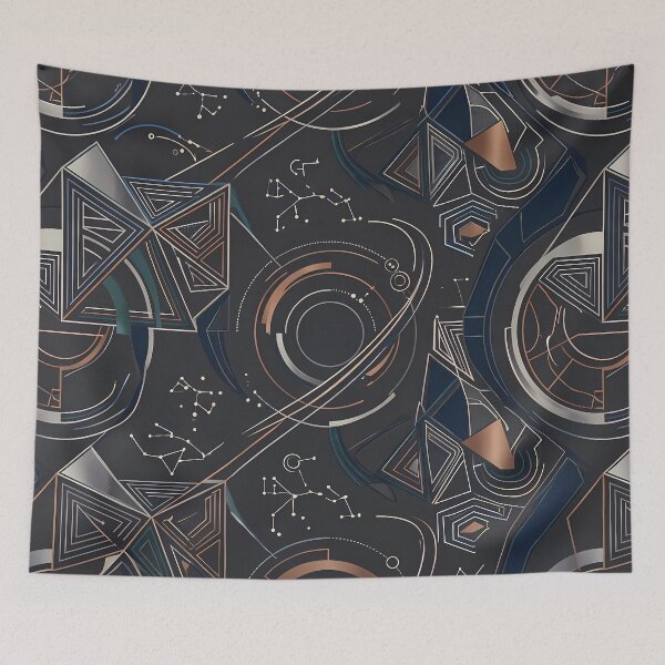 Item preview, Black Sacred Geometry Dark Celestial Astrology Pattern designed and sold by ART ATTACK ZONE.