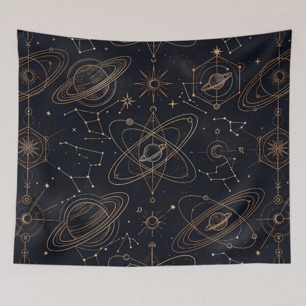 Item preview, Stars Sacred Geometry Dark Celestial Astrology Pattern designed and sold by ART ATTACK ZONE.