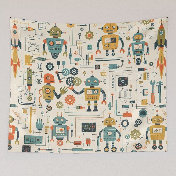 Item preview, Robot Sacred Geometry Dark Celestial Astrology Pattern designed and sold by ART ATTACK ZONE.