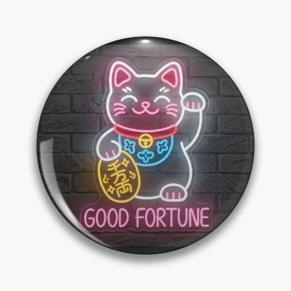 Item preview, Neon Lucky Cat – Good Fortune & Prosperity, Kawaii & Cute cat lover gift, maneki neko, kawaii lucky cat, lucky cat decor, Asian inspired art designed and sold by MoqunaDesign.