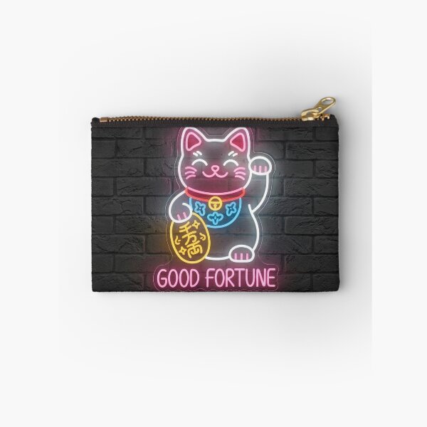 Item preview, Neon Lucky Cat – Good Fortune & Prosperity, Kawaii & Cute cat lover gift, maneki neko, kawaii lucky cat, lucky cat decor, Asian inspired art designed and sold by MoqunaDesign.