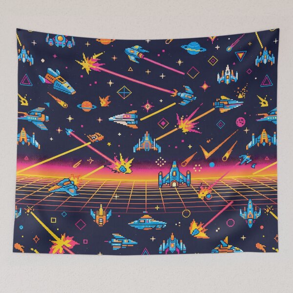Item preview, 8Bit Sacred Geometry Dark Celestial Astrology Pattern designed and sold by ART ATTACK ZONE.