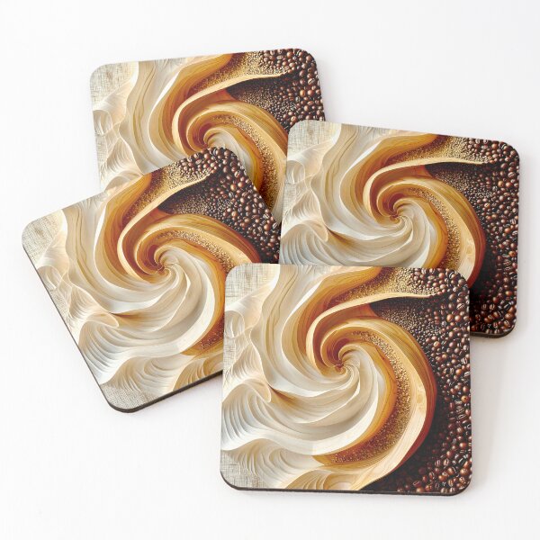 Item preview, Whirling Coffee Bean Symphony in Brown and Gold designed and sold by Vicky Brago-Mitchell®.